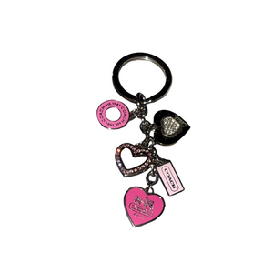 Coach Pink and Silver Heart Keychain
